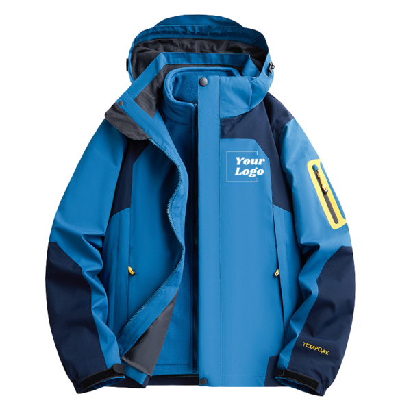 Three-in-One Water-Resistant Softshell Jacket with Detachable Polar Fleece Liner for Men and Women, Customizable Outdoor Hiking Jacket - Image 2