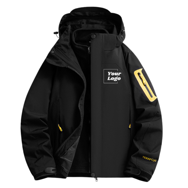 Three-in-One Water-Resistant Softshell Jacket with Detachable Polar Fleece Liner for Men and Women, Customizable Outdoor Hiking Jacket - Image 7