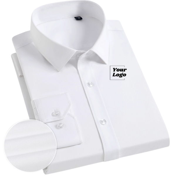 Men's Bamboo Fiber Long-Sleeve White Business Shirt - Image 6