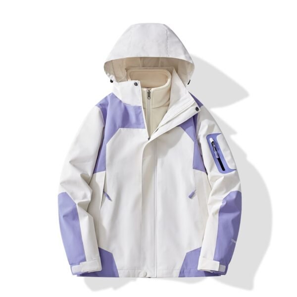 Three-in-One Water-Resistant Softshell Jacket with Detachable Polar Fleece Liner for Men and Women, Customizable Outdoor Hiking Jacket - Image 11
