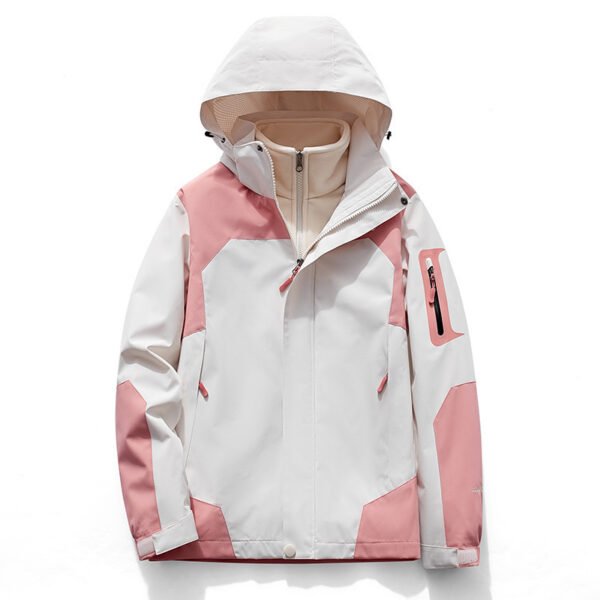Three-in-One Water-Resistant Softshell Jacket with Detachable Polar Fleece Liner for Men and Women, Customizable Outdoor Hiking Jacket - Image 8