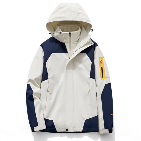 Three-in-One Water-Resistant Softshell Jacket with Detachable Polar Fleece Liner for Men and Women, Customizable Outdoor Hiking Jacket - Image 5